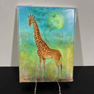 Oil Painting GIRAFFE Safari Africa Zoo Artwork Whimsical On Canvas - Picture 1 of 4