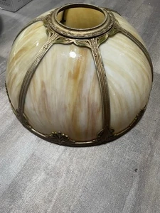 Antique Slag Carmel Glass Six Panel Shade Only - Picture 1 of 12