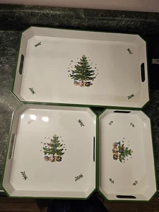 Nikko Christmastime Hostess Tray Set 3 Piece Holiday Christmas Tree - Picture 1 of 16
