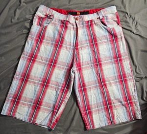 *Y2K* Member’s Property Baggy Red White Blue Plaid Shorts 113777 Men's Size 42 - Picture 1 of 21