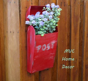 Vintage Style Red Post Box 9.5" Mailbox - Picture 1 of 4