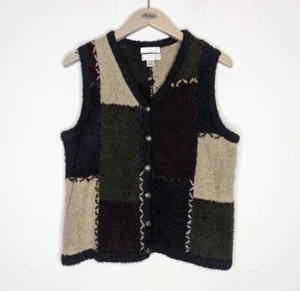 Vintage Christopher & Banks Sweater Vest Sz Medium Hand Embroidered Granny Core - Picture 1 of 4