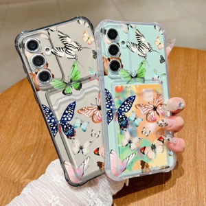 Butterfly Case For Samsung S24 FE S23 Ultra A16 A05S A15 A55 Card Pocket Cover - Picture 1 of 15