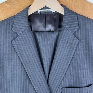 Joseph Abboud Suit Mens 44L Gray Striped 2 Button 100% Wool Pants 38x32 Flat - Picture 1 of 20