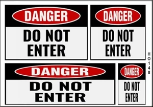 WEATHERED HO SCALE DANGER DO NOT ENTER BUILDING DIORAMA SIGNS PEEL STICK HO148 - Picture 1 of 1