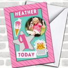 9th Girl Pattern Ice Cream Cat Photo Any Age Personalised Birthday Card