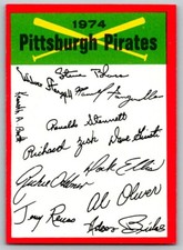 1974 Topps Team CL Pittsburgh Pirates #NNO