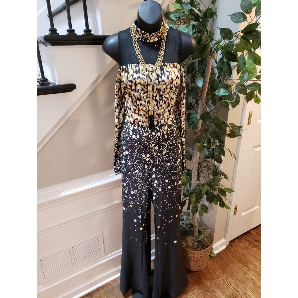 Mono Chicme para mujer XL negro a lunares cuello falso encaje inserción hombro frío Foto 1 de 4