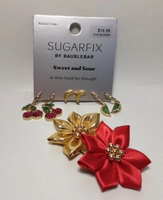 Pendiente Tono Dorado 3 Pares Sin Níquel Fruta Sweet Source Peirce SUGARFIX Nuevo Joyero Foto 1 de 4
