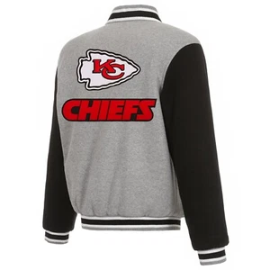 Giacca pile NFL Kansas City Chiefs reversibile full snap loghi ricamati JHD - Foto 1 di 6