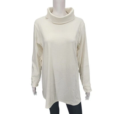 Top túnica Denim Co Essentials cuello capucha entrelazado 1X camisa blanca talla grande Foto 1 de 4