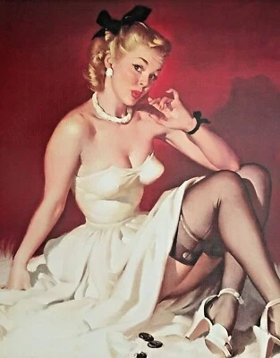 LRG Canvas YOUR MOVE pinup ELVGREN pin-up UP-SKIRT LINGERIE STOCKINGS FF Nylons - Image 1 of 4