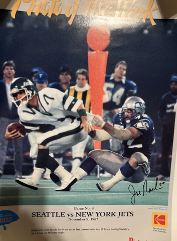 VTG Seahawks Pietros Pizza 11x14 Poster Joe Nash w/repro sig 11/9/87 Cover