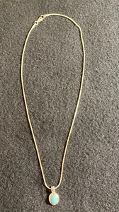 Gebrauchte 18" römische Glas Silber mit Aqua Stein Halskette - Bild 1 von 3