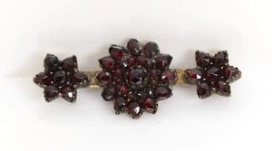 Ancien grenat bohème broche tombe étoile couronne fleur, L : 4,5 cm - Photo 1 sur 8