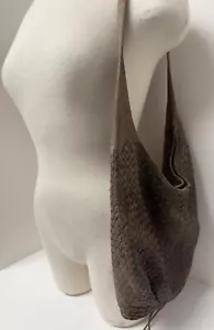 Vintage Woven Leather Hobo Shoulder Hand Bag Purse Burnt Brown Patina - Picture 1 of 20