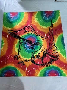 VTG Tie Dye Tapestry Wall Art Mushroom Smoking Pipe Psychedelic 43" x 40" - Picture 1 of 9