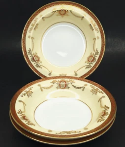 C1940 LOT 3 Noritake Rainbow 3982 Dessert Fruit Bowl Gold & Red Band Replacement - Picture 1 of 8