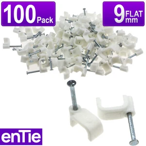 FLAT White  9mm Cable Clips for 1.5mm2 Twin & Earth Cables [100 Pack] - Afbeelding 1 van 4