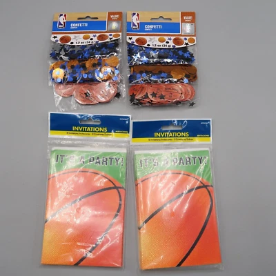 Basketball Theme party 16 invitations & NBA confetti Lot Birthday Party Supply - Image 1 of 4