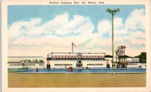 PISCINA BIRDLAND Des Moines, Iowa IA lino - Postal - Imagen 1 de 2