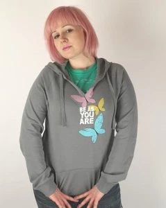 Be As You Are Butterflies Grey Sweatshirt Hoodie Butterfly Pastel Pullover NEW - Picture 1 of 1
