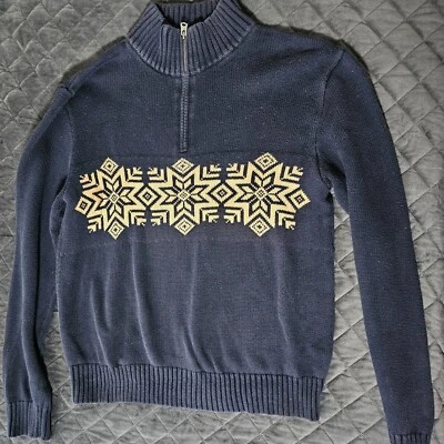 Suéter Copos de Nieve 100% Algodón American Living Hombres Talla Grande 1/4 Cremallera Cuello Simulado Foto 1 de 4