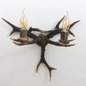 Real Antler Wall Light Fixture for 2 Bulbs - Picture 1 of 2