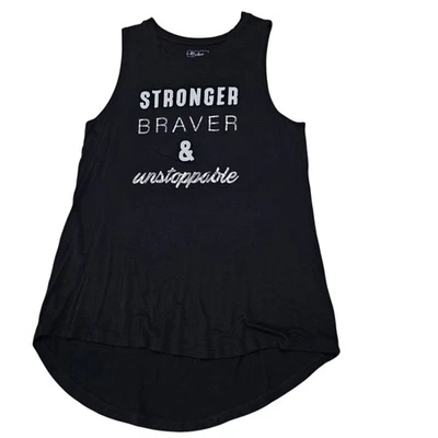 Camiseta sin mangas Miken Flow Yoga Entrenamiento Talla M Inspirador Más Fuerte Braver Negra Foto 1 de 4