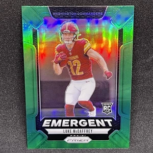 2024 Panini Prizm Luke McCaffrey (RC) Green Prizm Emergent Commanders Rookie - Picture 1 of 2