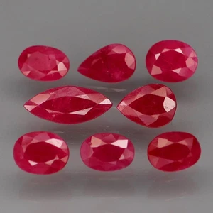Forma mixta 6x4 a 10x4,5 mm. Solo calentado superior rojo rosa rubí Myanmar 8 piezas/6,17 quilates - Imagen 1 de 6