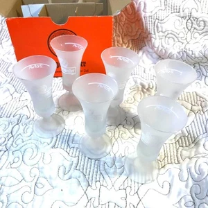 Vintage Jägermeister 2cl Frosted Shot Glass Set of 6 w/ Box Germany Barware - Picture 1 of 10