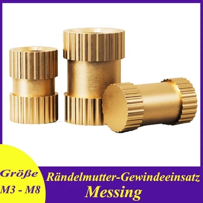 Messing Rändelmutter Gewindeeinsatz Einpressmutter Einschlagmutter M3 M4 M5 - M8 - Bild 1 von 4
