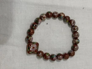 Vintage Floral Champleve Cloisonné Beaded Bracelet - Picture 1 of 6