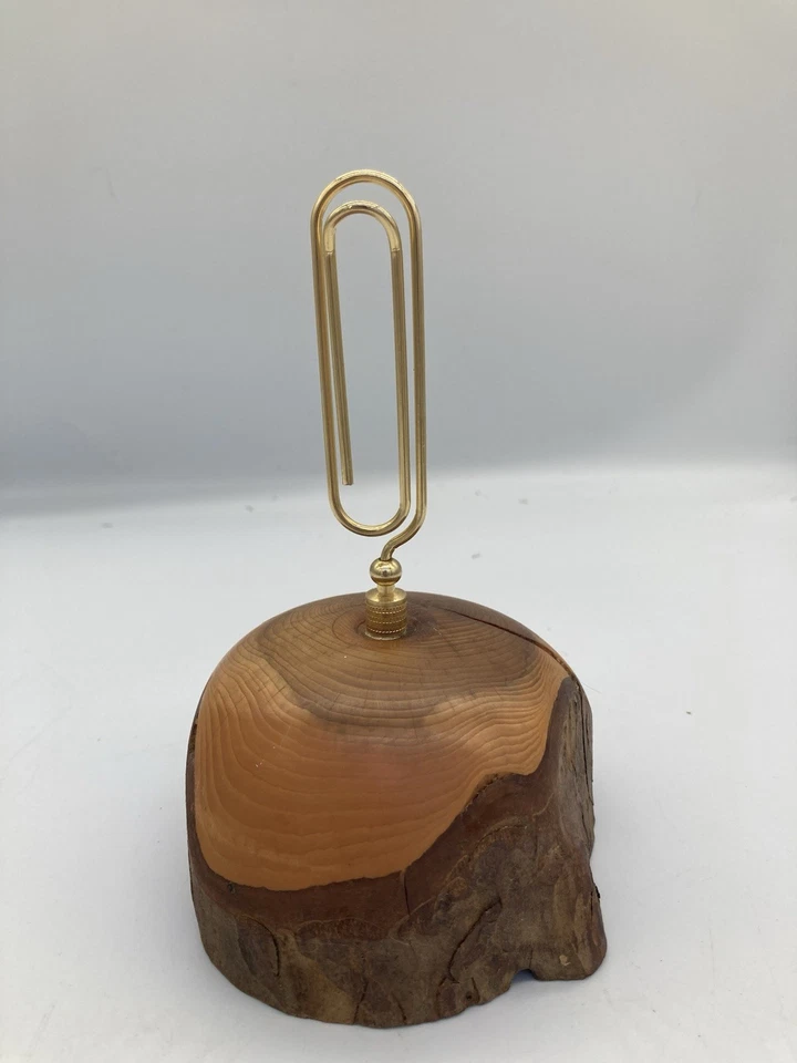 Handmade Note Holder / Desk Tidy Yew Wood with Bark and Oversized Paperclip - Image 1 of 4