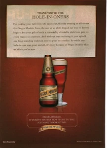 2008 PRINT AD - NEGRA MODELO BEER AD - THANK YOU TO THE HOLE-IN-ONERS DARK BEER - Picture 1 of 1