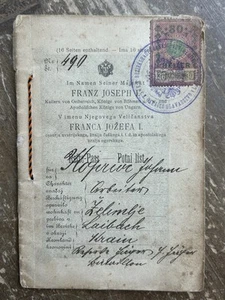 Pasaporte austriaco de los años 1800/1900 Austria Hungría pasaporte antiguo vintage con sello - Imagen 1 de 18
