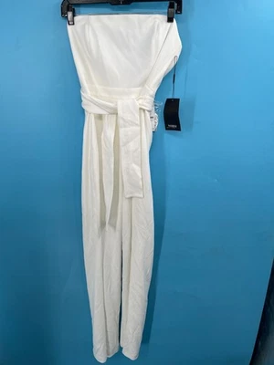 White House Black Market White Strapless Belted Jumpsuit (NWT) size 4 - Image 1 of 4