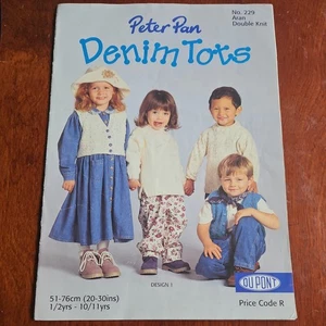 Peter Pan Knitting Pattern Booklet No 229 Denim Tots - 4 Designs 20 - 30" Chest - Picture 1 of 7