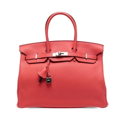 Bolso de Mano Autenticado Hermès Togo Birkin Retourne 35 Cuero de Becerro Rojo Foto 1 de 4