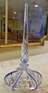 Vintage Genie Flakon Kunst Glas Parfüm blau Wirbel Stopfen 10" Charles Irice USA - Bild 1 von 7