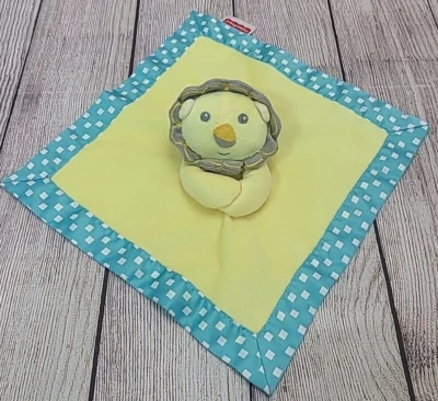 Плюшевое защитное одеяло Fisher Price Lion Baby Lovey желтое синее 11,5 дюйма 2016 - Изображение 1 из 4