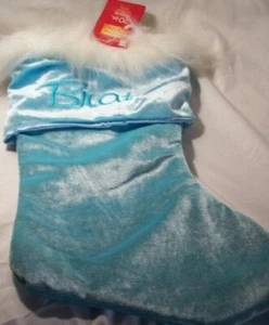 20" Weihnachtsstrumpf blau "Göre" bestickt oben Stoff Aufhänger innen - Bild 1 von 2