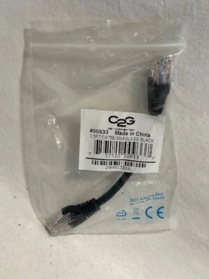 Snagless 6 inch Cat5e Black Network Ethernet Patch Cable - NEW - FAST SHIPPING - Image 1 of 2