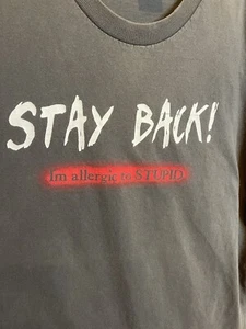 "STAY BACK I"m allergic to STUPID" Kurzarmshirt Gr. Erwachsene XL grau - Bild 1 von 6