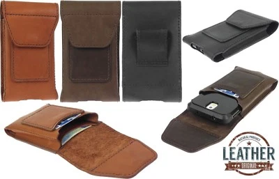 HAND SEWED TOGO'S GENUINE LEATHER POUCH WITH 2 POCKETS CASE COVER FOR PHONES - Image 1 of 4