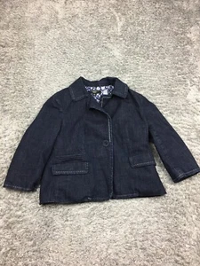 Talbots Denim Jacket Womens Size 4P Petite Blue Denim Career 1 Button - Picture 1 of 11