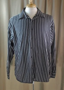 Report Collections 1X Charcoal Multi Stripe Dress Shirt - Picture 1 of 7