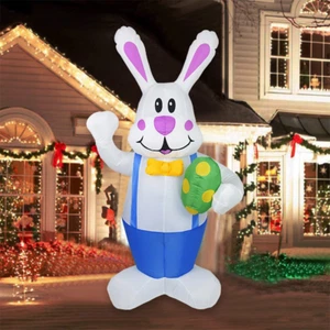 6FT Easter Inflatable Bunny Easter Blow-up Giant Bunny With LED Yard Decorations - Picture 1 of 10