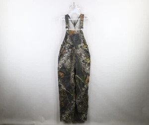 Vtg 90s Streetwear Boys Large Faded Mossy Oak Camouflage Overalls Bibs Cotton - Picture 1 of 19